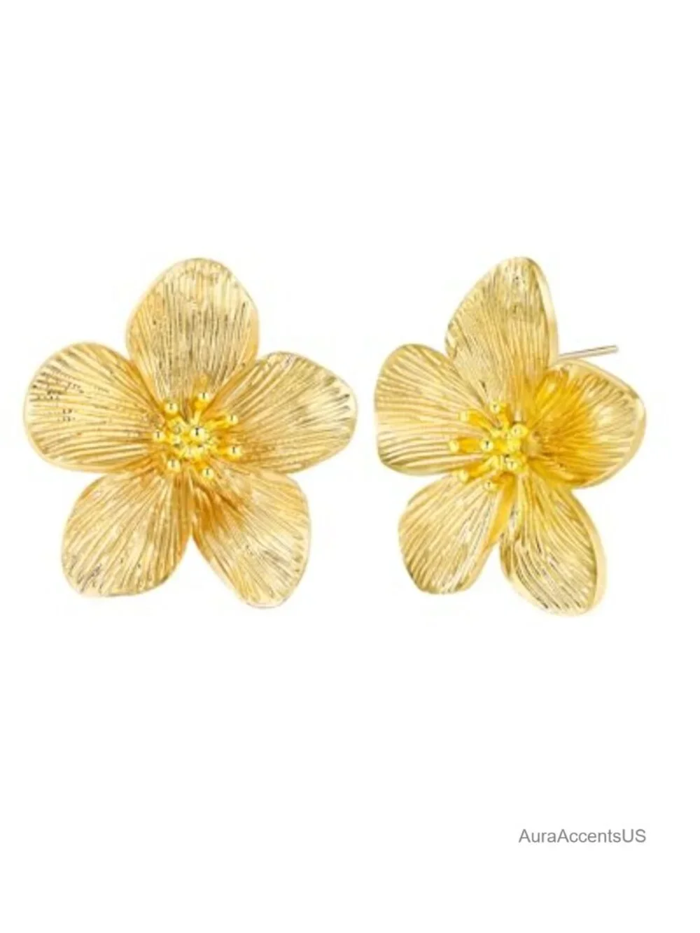 18K Gold Plated Flower Statement Earrings Geometric Chunky Dangle Drop